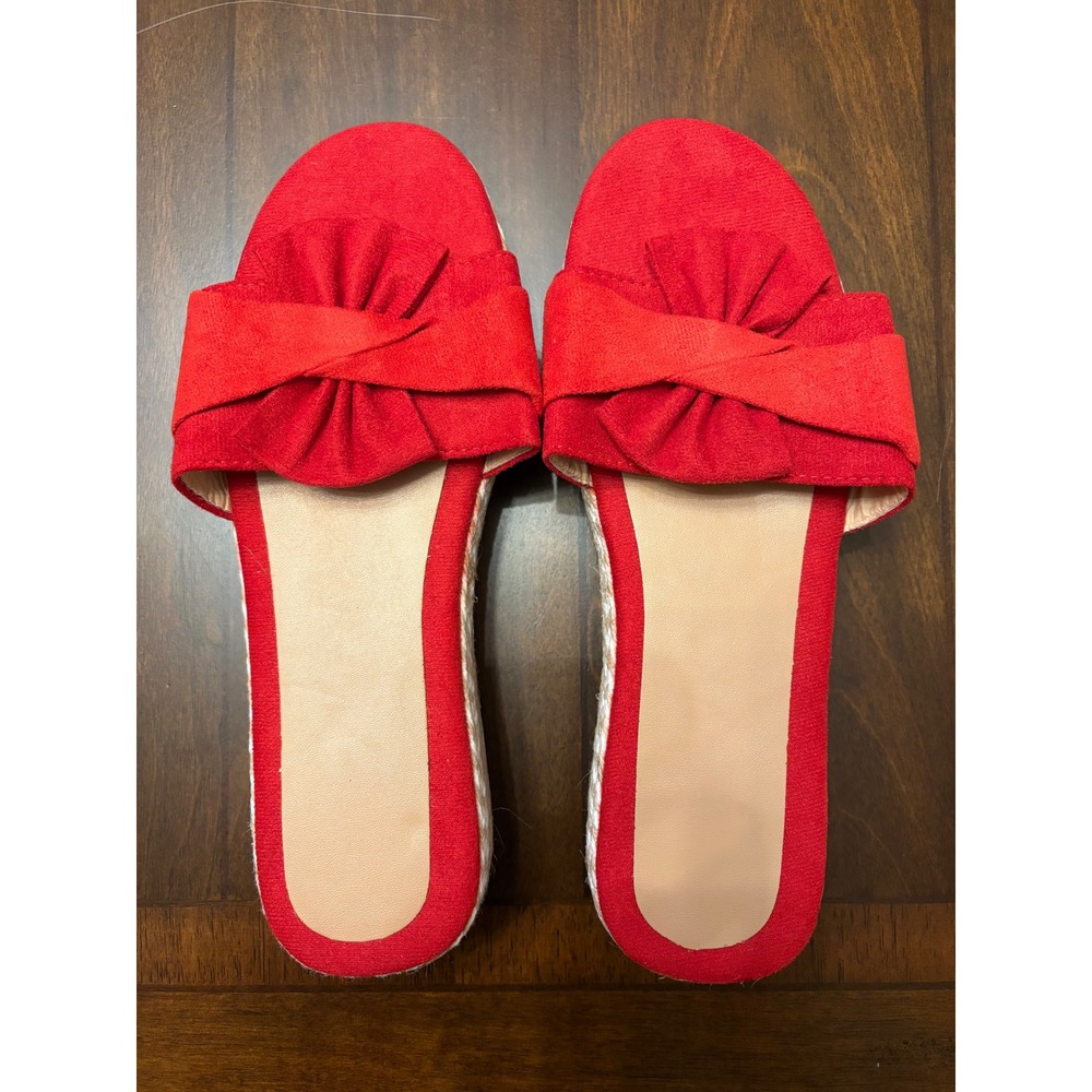 Womens‎ Red Bow Espadrille Platform Slide Sandals Slip On Summer Shoes